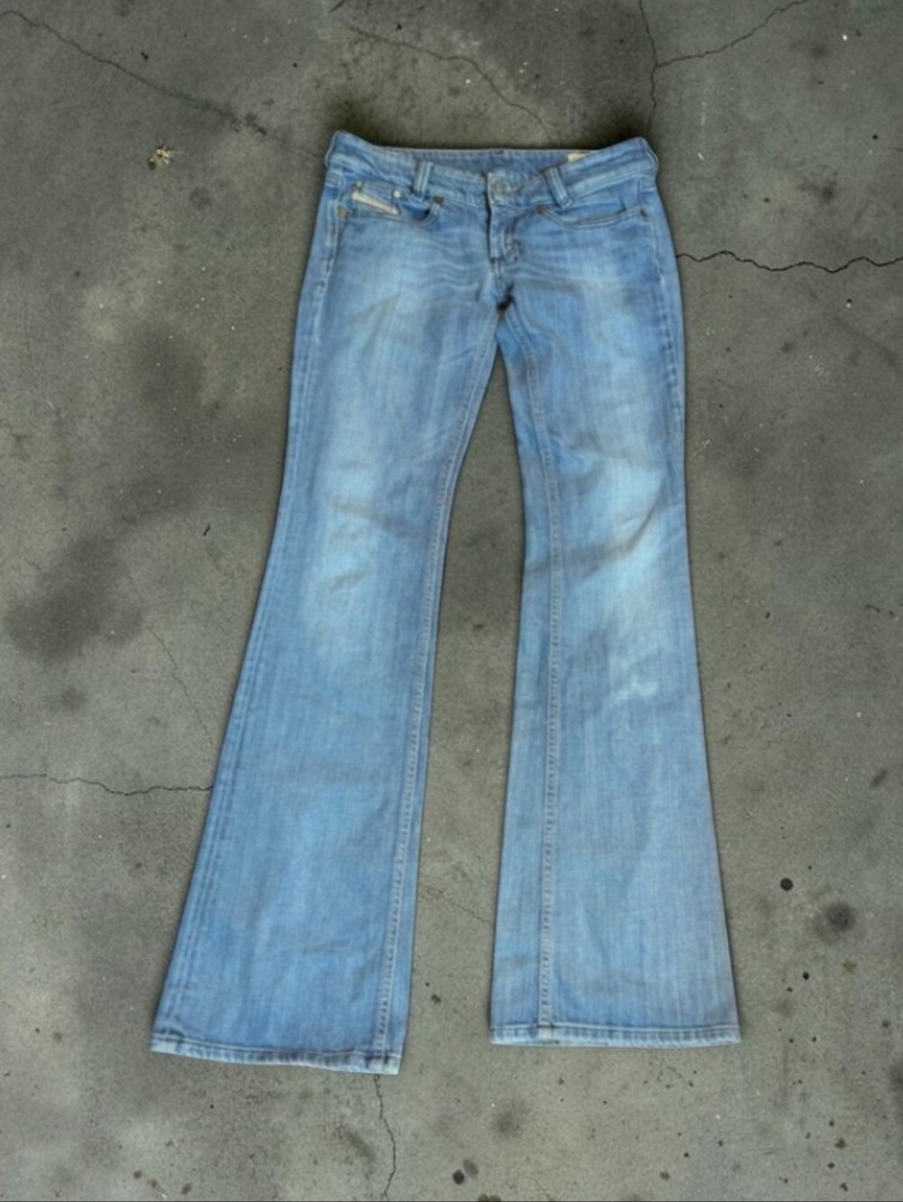 Y2K Diesel Light Blue Low Rise Comfy Flare Retro Grunge Jeans "Louvely" W28 L34